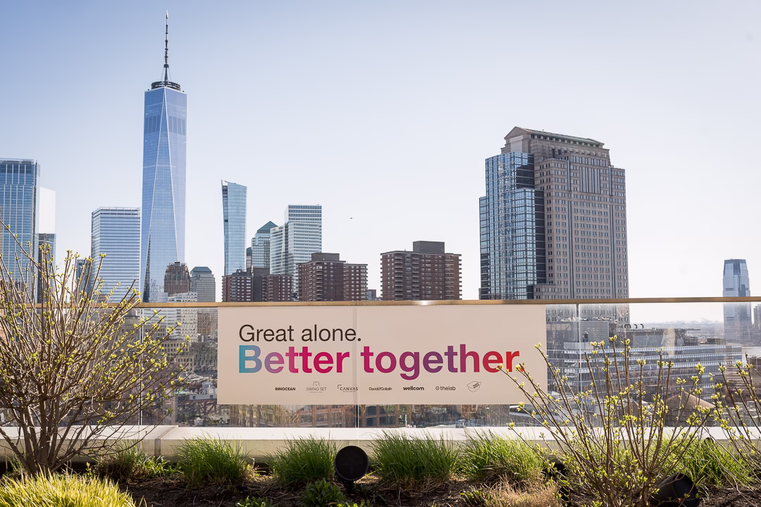 01 canvas corporate event nyc rooftop banner view freedom tower 75 varick