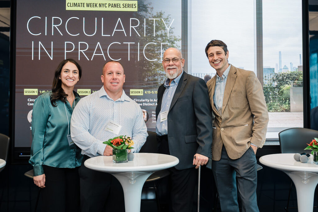Group photo of panelists from Climate Week NYC Circularity in Practice event, captured by Alex Kaplan Photography.