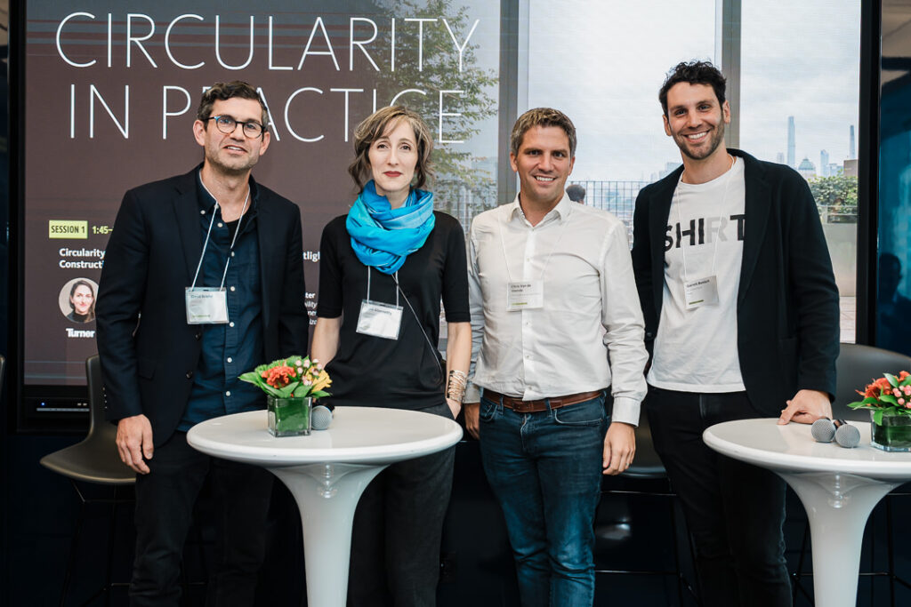 Group photo of panelists from Climate Week NYC Circularity in Practice event, captured by Alex Kaplan Photography.
