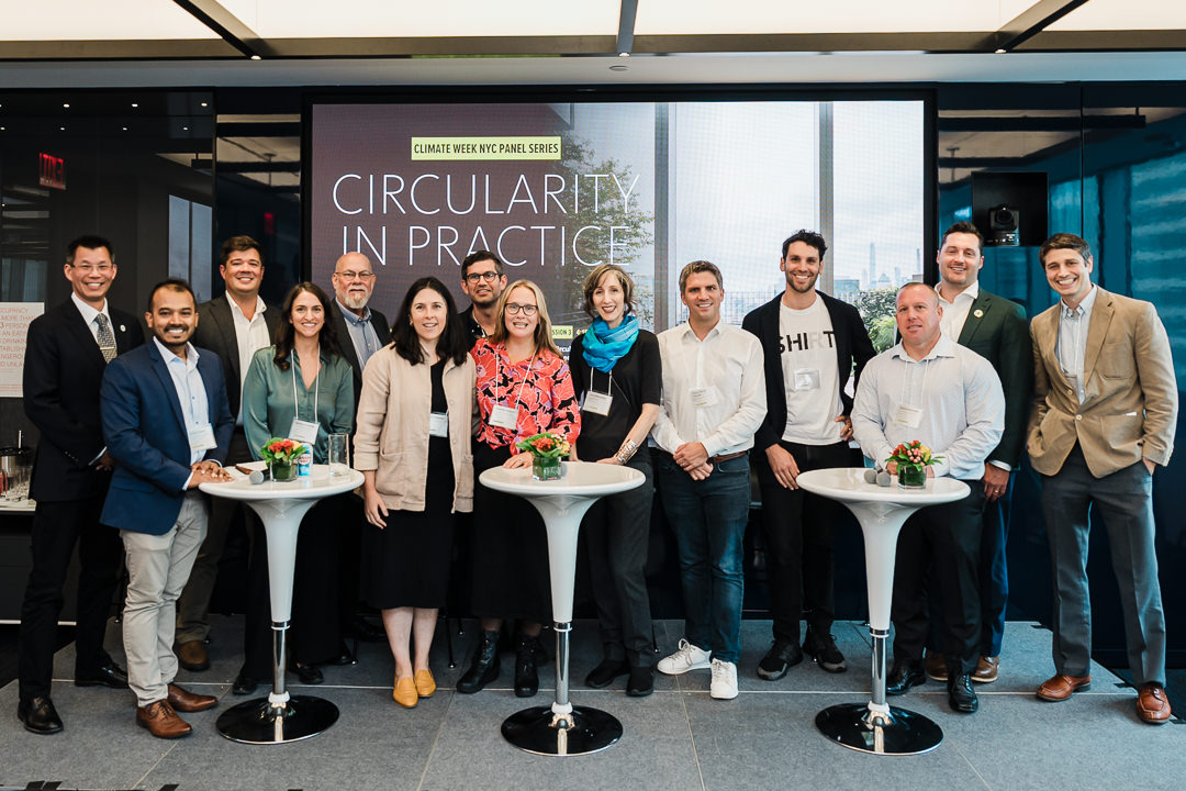 Group of business professionals and keynote speakers at NYC corporate event