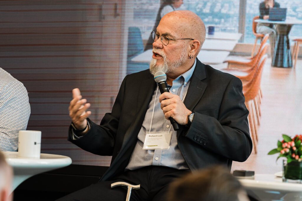 Guest speaker Richard Ludt sharing insights at Climate Week NYC event, photo by Alex Kaplan Photography.