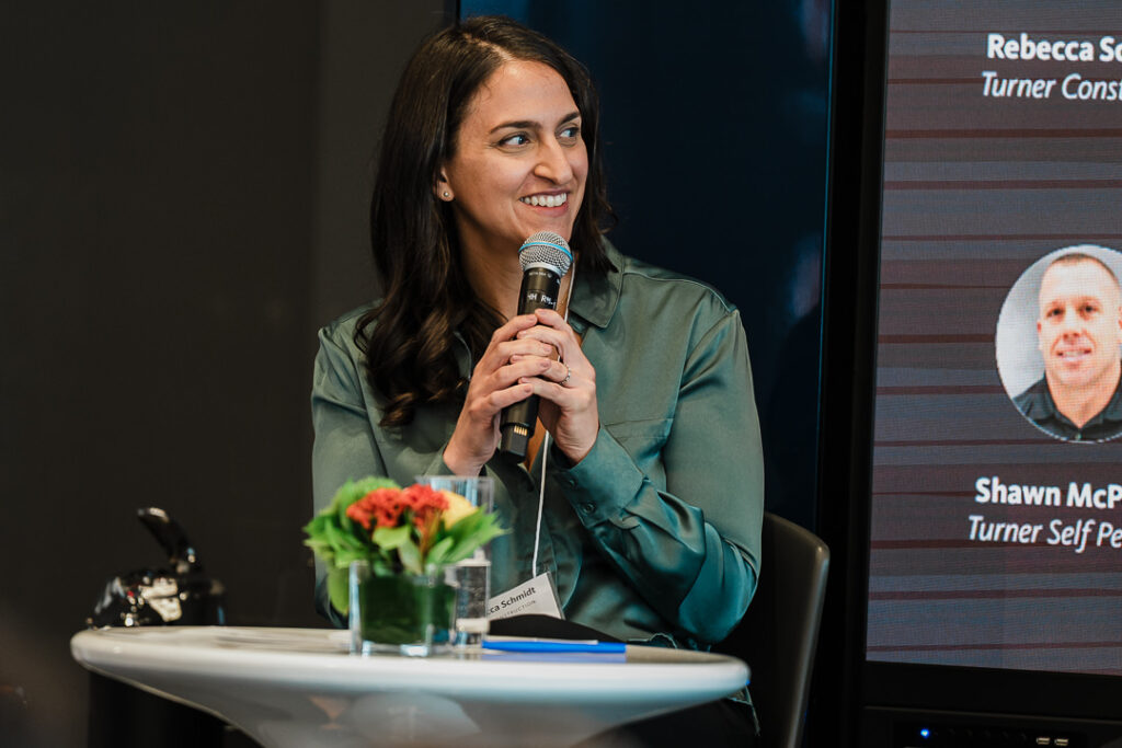 Panelist Rebecca Schmidt moderating at Circularity in Practice, Climate Week NYC, photo by Alex Kaplan.