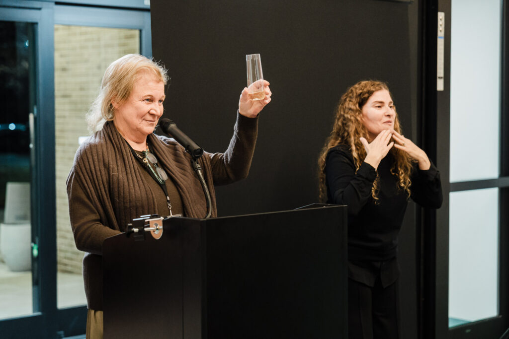 Champagne toast during Helen Keller National Center Walters-Smithdas Legacy Atrium dedication