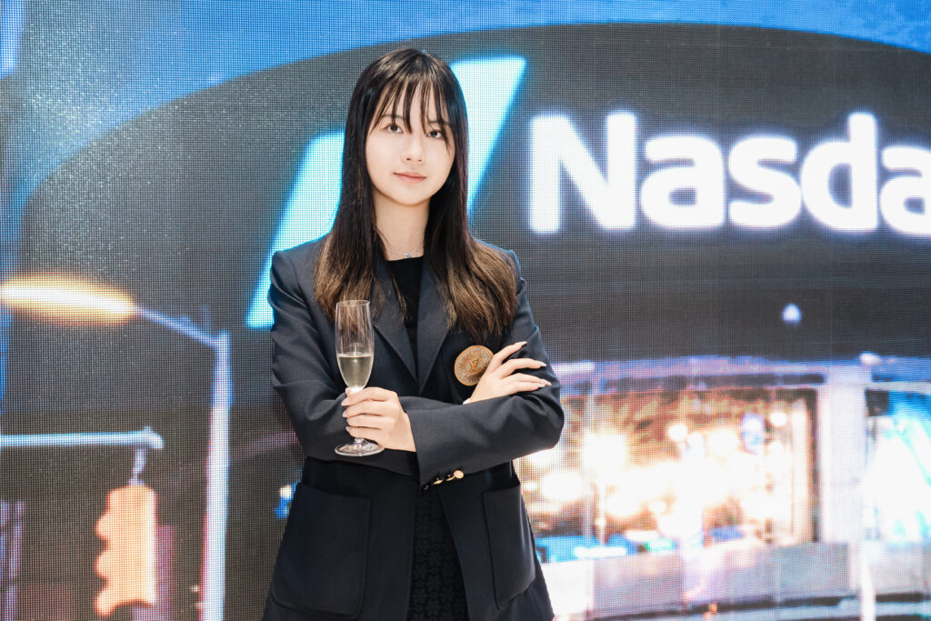 Professional portrait Linkhome AI Nasdaq IPO celebration champagne toast corporate event photographer