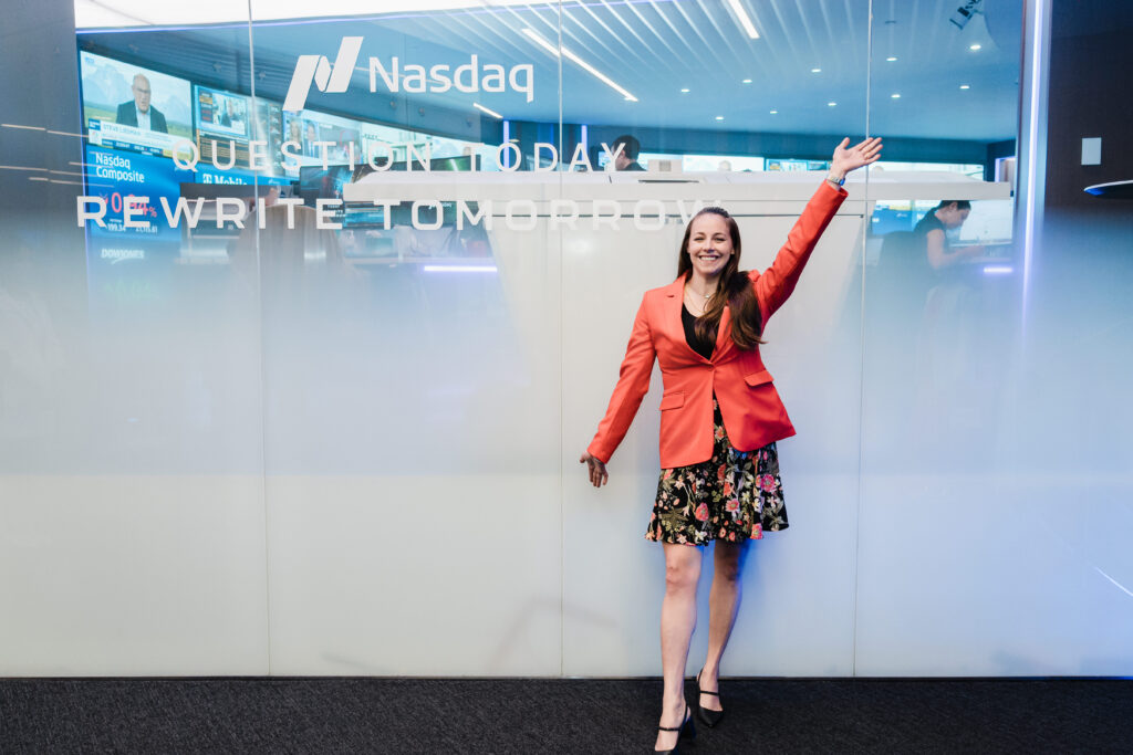 Professional business portrait Nasdaq MarketSite Linkhome AI IPO event corporate photographer NYC
