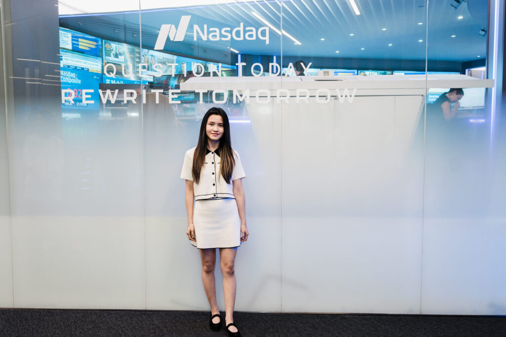 Corporate executive portrait at Nasdaq venue Linkhome AI IPO event professional photography