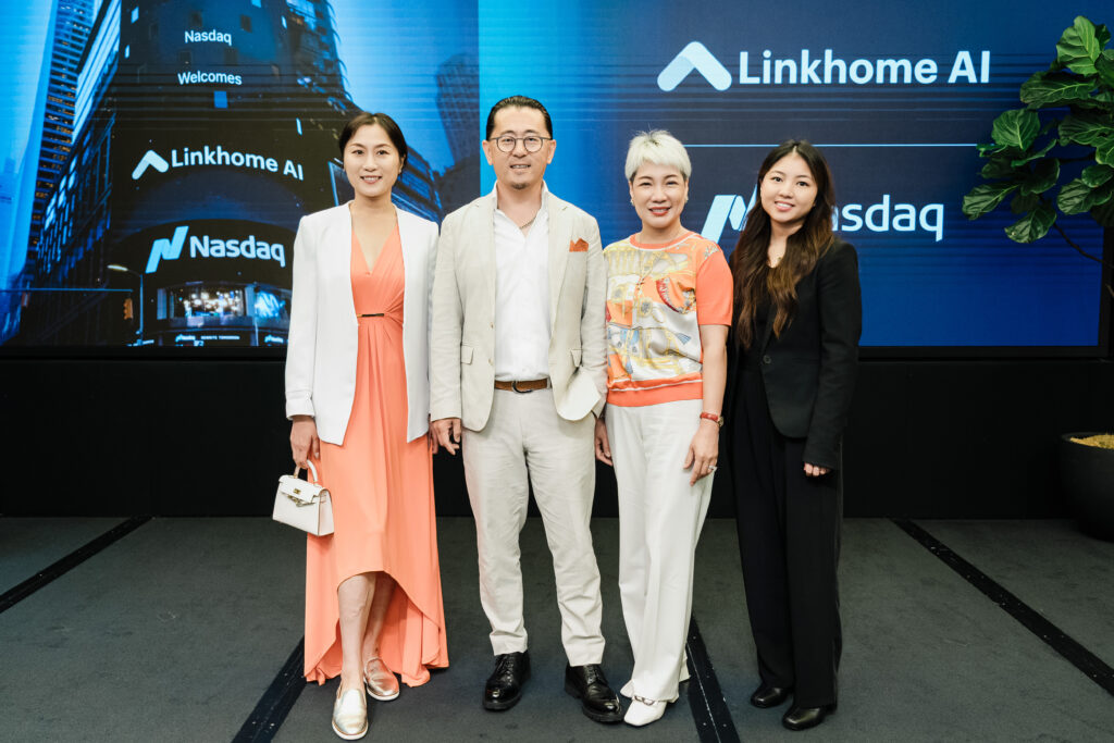 Linkhome AI team celebrating Nasdaq listing IPO ceremony corporate photographer New York