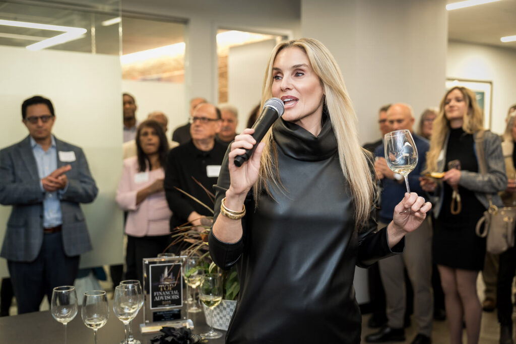 Professional speaker presenting at OnePoint BFG client appreciation event in New Jersey