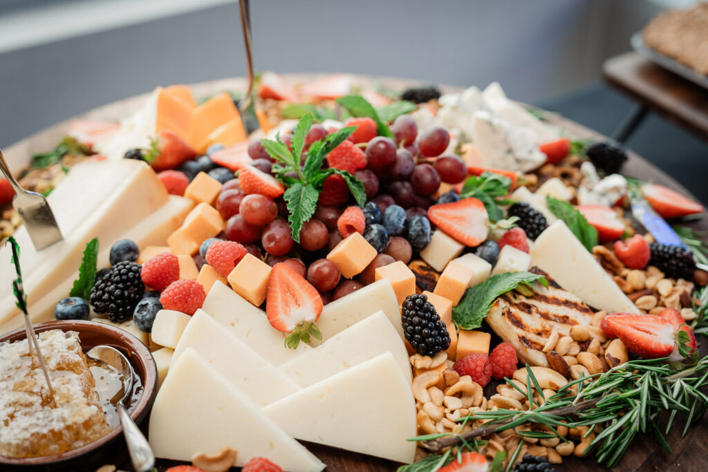 Artisan cheese and charcuterie board at corporate event by Alex Kaplan Photography