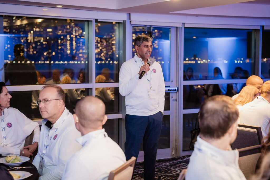 Embecta keynote speaker during evening presentation by Alex Kaplan Photography 