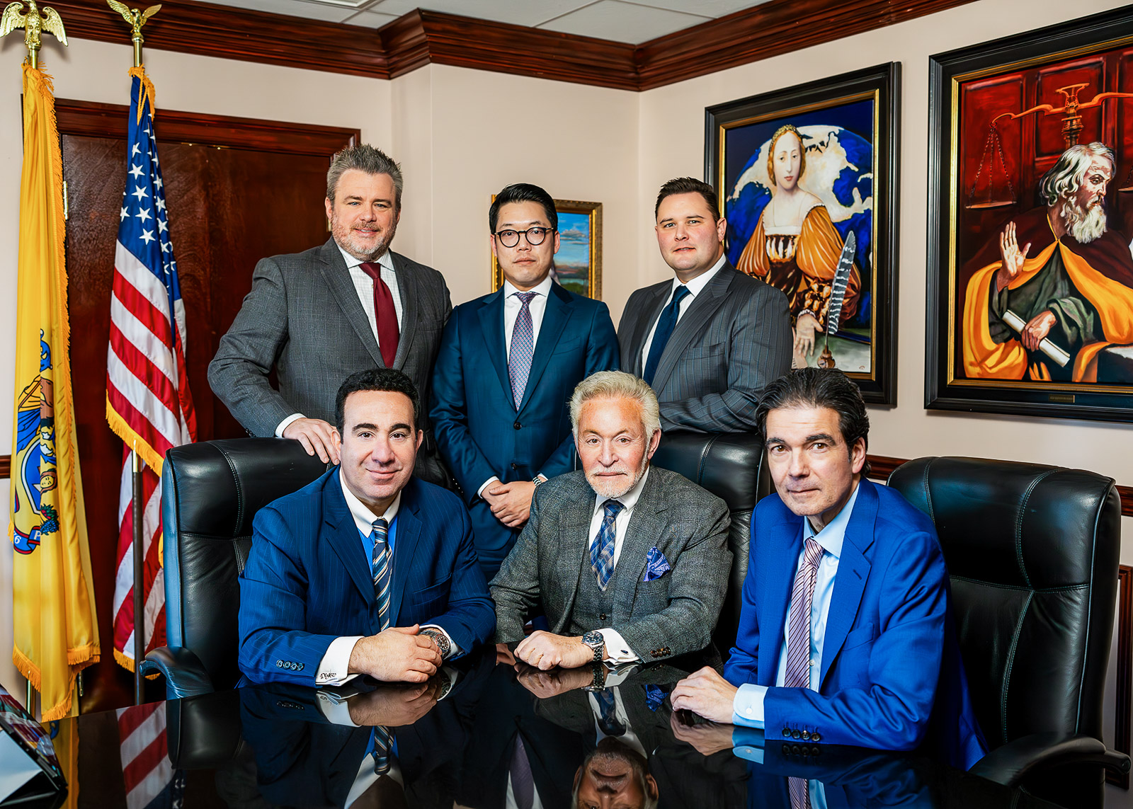 maggiano law firm complete team portrait office flags bergen county.