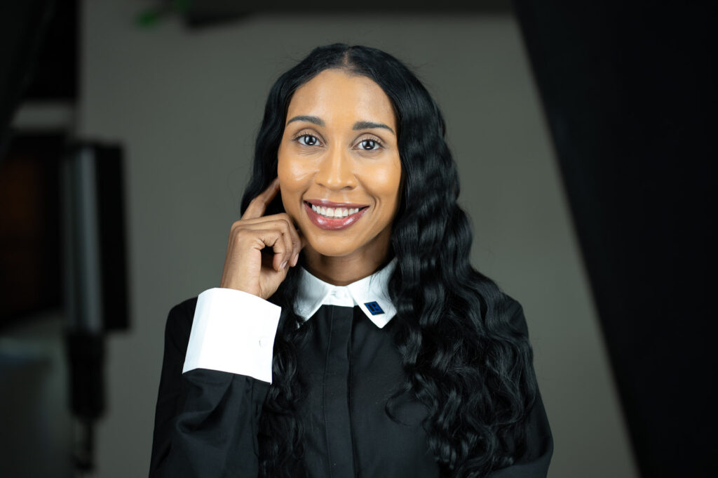 Professional branding photo session showing natural confidence and a genuine relaxed expression