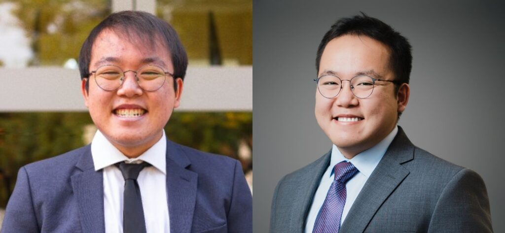 Side by side before and after comparison of William casual LinkedIn photo and professional executive headshot by Alex Kaplan