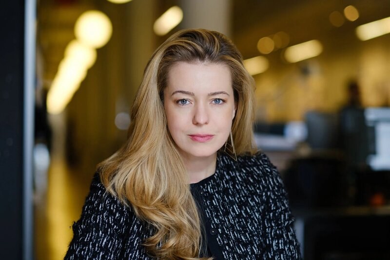 Female professional photographed for a business portrait in a New Jersey office