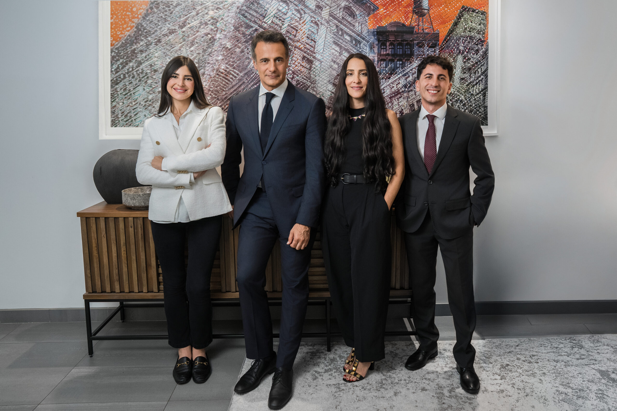 Executive team photography session with four Tarter Krinsky and Drogin leadership members in office
